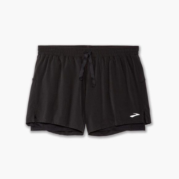 NWT Brooks Women’s Moment 5” 2-in-1 Shorts in Black in size XS - Picture 1 of 8